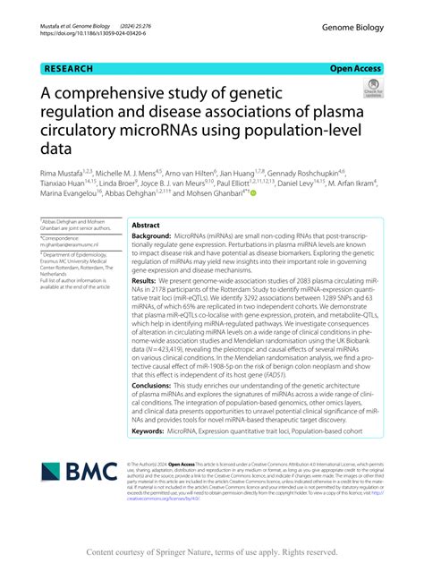 PDF A Comprehensive Study Of Genetic Regulation And Disease