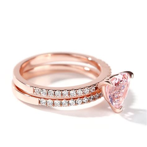 Jeulia Pink Herzschliff Sterling Silber Ring Set Aus Synthetischem