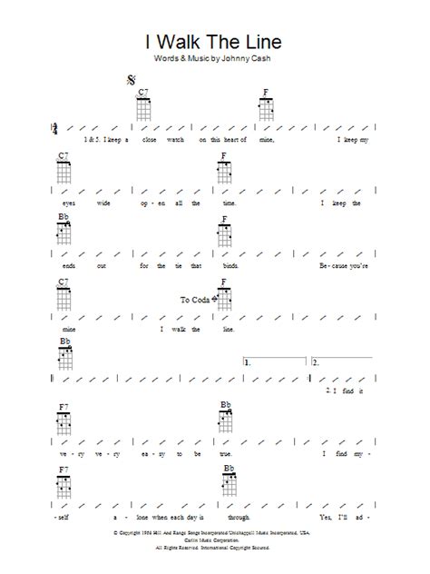 I Walk The Line By Johnny Cash Sheet Music For Ukulele Chords Lyrics At