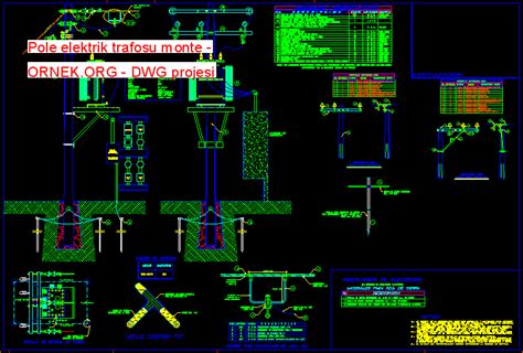 Proje Sitesi Pole Elektrik Trafosu Monte Autocad Projesi