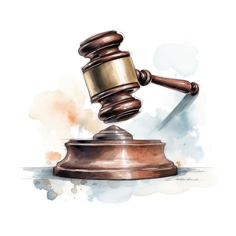 Premium Photo | Sketch of judge gavel and hammer digital drawing with watercolor style illustration