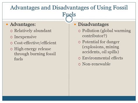 Fossil Fuels Oil Advantages And Disadvantages