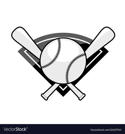 Baseball Emblem Two Crossed Bat And Ball Vector Image