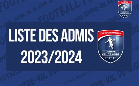 Liste des admis au Pôle Espoirs Masculin 2023 2024 LIGUE CENTRE VAL