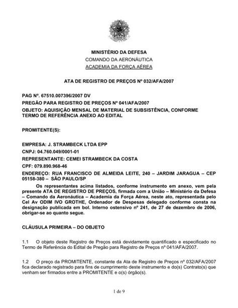 1 de 9 MINISTÉRIO DA DEFESA COMANDO DA AERONÁUTICA