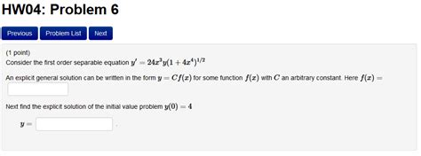 Solved Consider The First Order Separable Equation Y Chegg