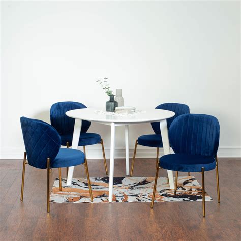 Amoa Contemporary 5-Piece Dining Set, White Round Dining Table with 4 ...