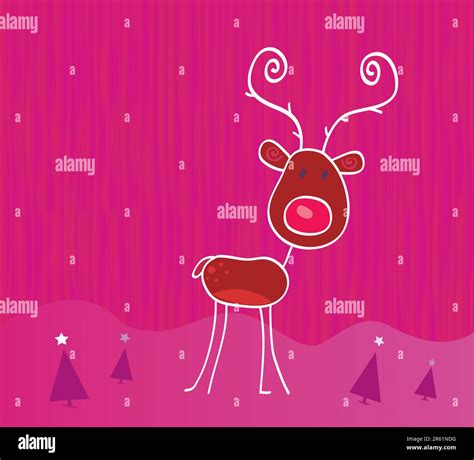 Red Nosed Reindeer Rudolph Vector Cartoon Illustration Stock Vector Image And Art Alamy