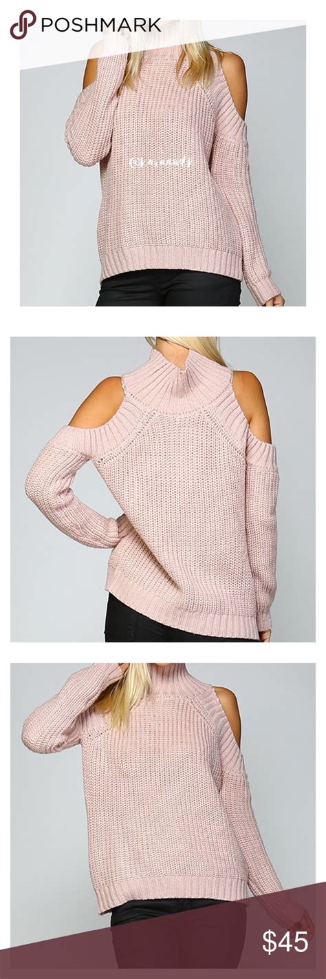 Chic Mauve Turtle Neck Cold Shoulder Sweater