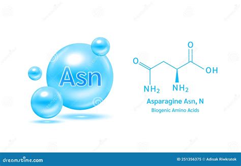 Important Amino Acid Asparagine Asn, N And Structural Chemical Formula ...