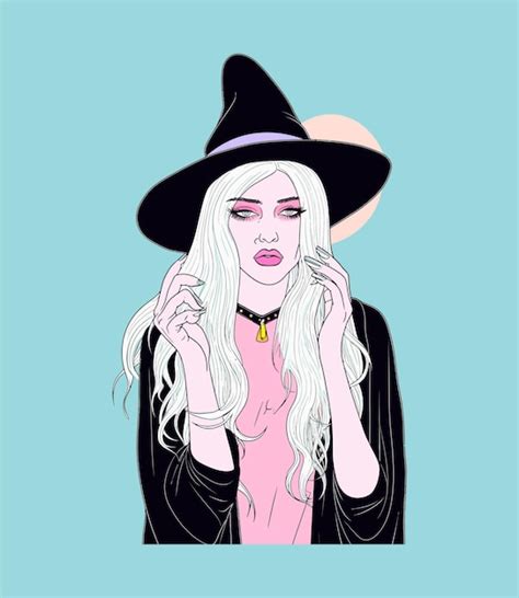 Premium Vector Witchy Woman 90s Aesthetic Pastel Colors Vector Sticker