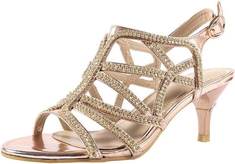 Shesole Womens Low Heel Strappy Dress Sandals Wedding Shoes Gold Us Size 6