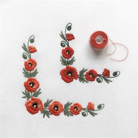 Corner Of Poppies Machine Embroidery Design Remembrance Day Etsy