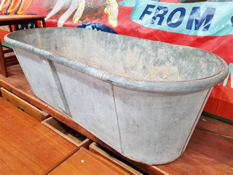 Lot Large Galvanised Bath Tub