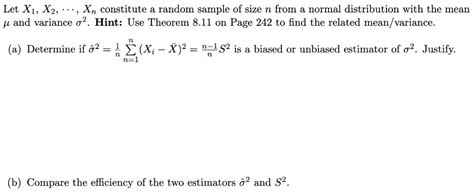 Solved Let X X Xn Constitute A Random Sample Of Chegg