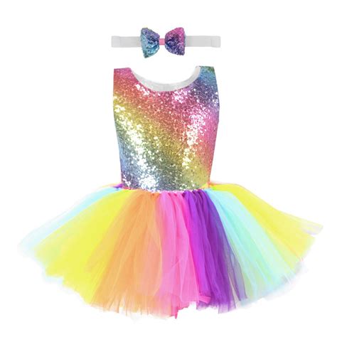 Regenboog Pailletten Tutu Jurk Voor Kinderen Mode Grandado