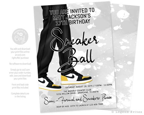 Sneaker Ball Invitation Template Free