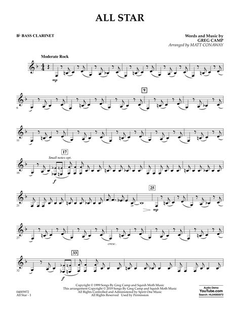 All Star Arr Matt Conaway Bb Bass Clarinet By Smash Mouth Sheet