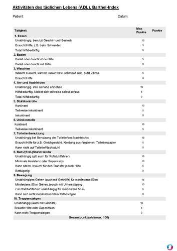 Barthel Index Und Geriatrisches Basis Assessment Für Die Ebm Ziffern