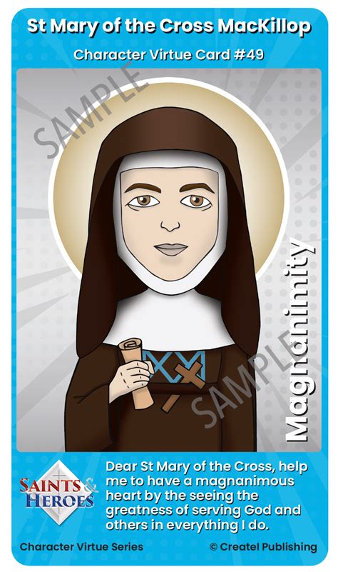 St Mary Mackillop Of The Cross Character Virtue Card Createl Publishing