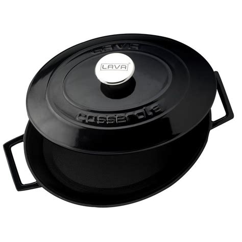 Oval Saucepan Cast Iron 29 Cm Folk Range Black LAVA Brand