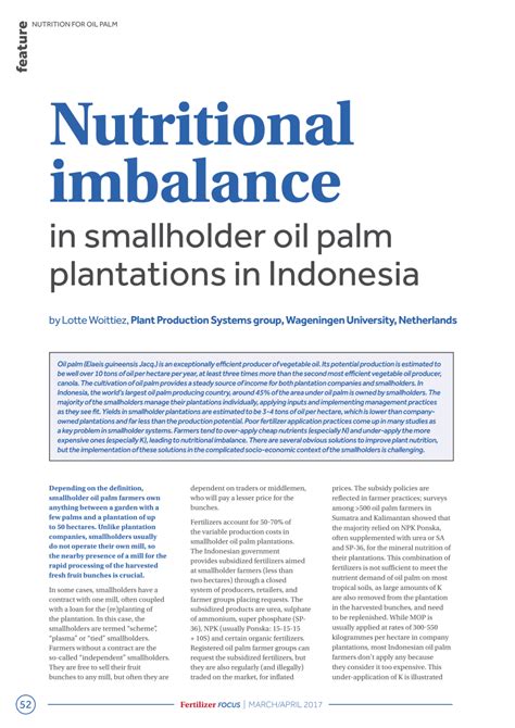 Pdf Nutritional Imbalance In Smallholder Oil Palm Plantations In