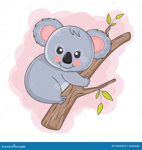 Tira C Mica Koala Baby Est Sentado En Un Rbol Ilustraci N Del Vector