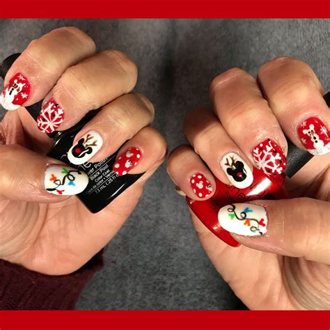 Mickey Mouse Christmas Shellac Manicure Mickey Nails Disney Acrylic