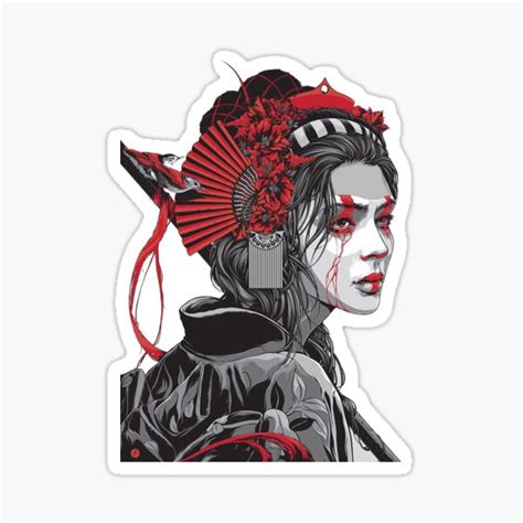 Female Samurai Sticker For Sale By Alex Borg Redbubble