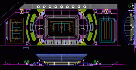 Sport Center Stadium Courts Pool Dwg Plan For Autocad • Designs Cad