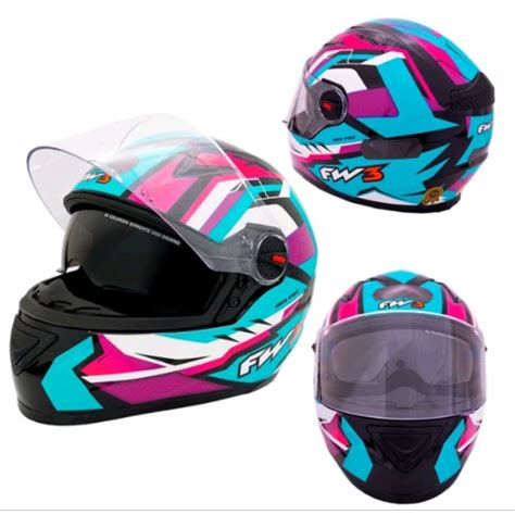 Capacete Fw Fechado Azul Tifanny C Culos Shopee Brasil