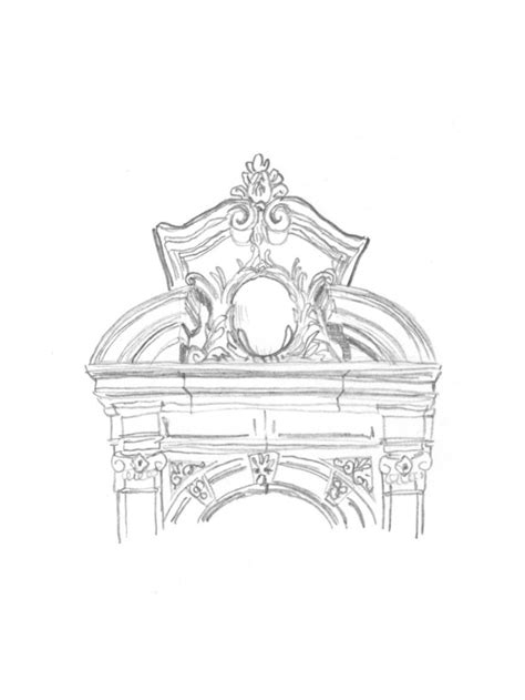 Broken Pediment Baroque Sketch Print Etsy