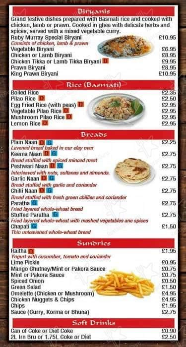 Menu At Ruby Murray Takeaway Fast Food Edinburgh