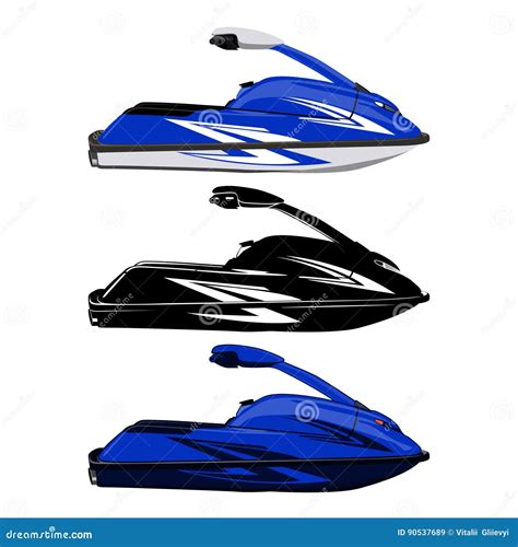 Set Jet Ski Scooter Stock Vector Illustration Of Hobby 90537689