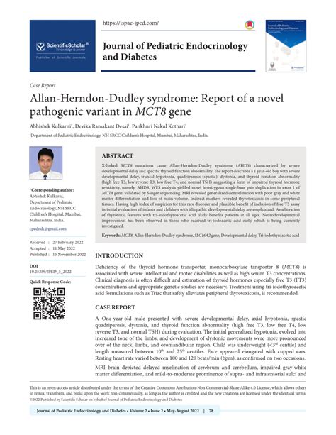 PDF Allan Herndon Dudley Syndrome Report Of A Novel Pathogenic