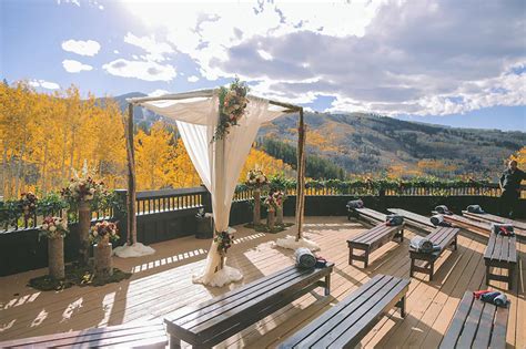 Fall Wedding Ceremony In Aspen Colorado Overlooking A Changing Aspen