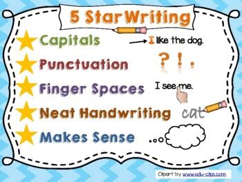 5 Star Writing Anchor Chart By Elementary ESL Shop TPT