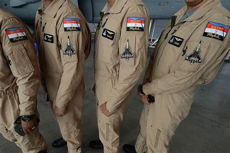 Egypt air force specially trained Rafale fighter jets pilots pose at an ...