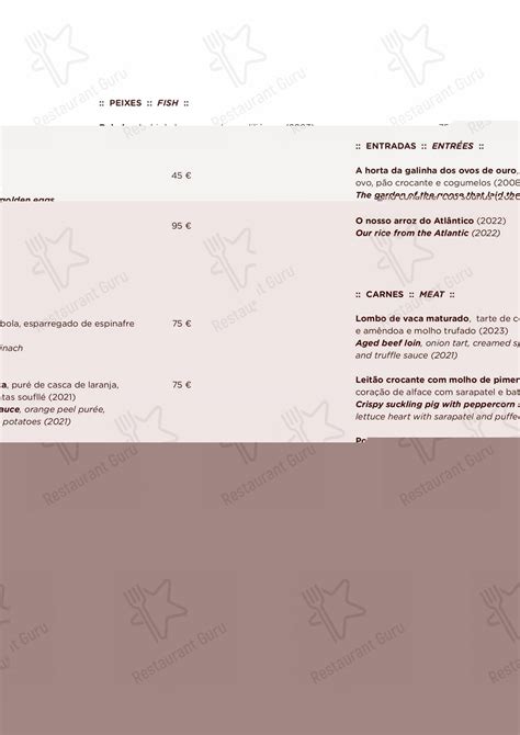 Menu at Belcanto restaurant, Lisbon, R. Serpa Pinto 10A