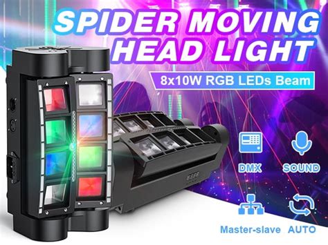 Mini Spider Moving Head Light Leds Beam Dj Lights Rgbw Sound Activated