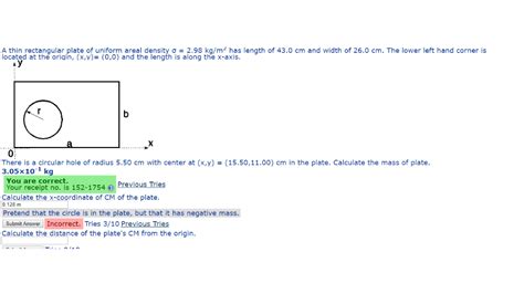 Solved A thin rectangular plate of uniform areal density σ Chegg