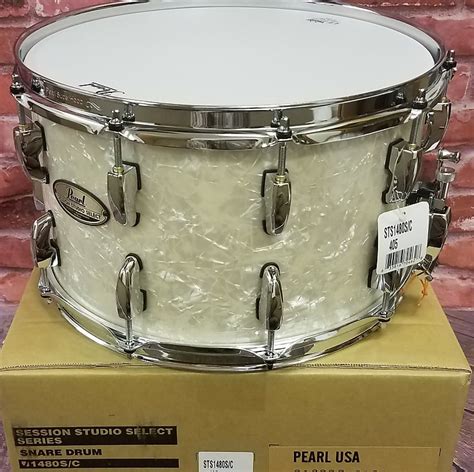 Pearl Session Studio Select Nicotine White Marine X Snare Reverb