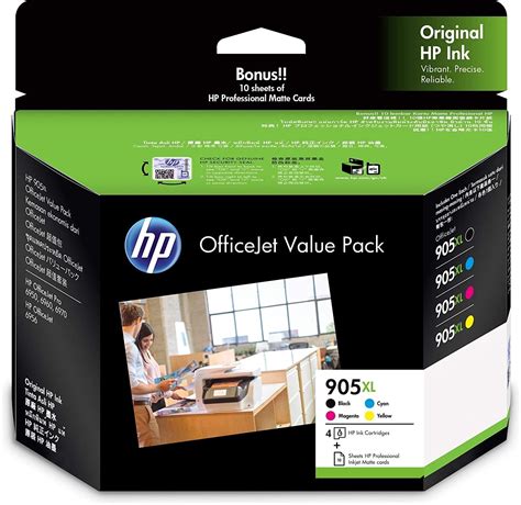 Hp 905xl Genuine Original Office Value Pack 10 Sht4 X 6 In Ink Printer Cartridge Works With Hp