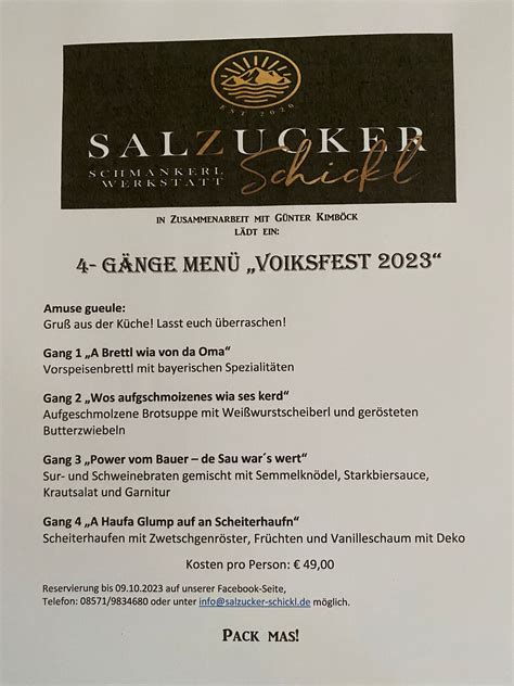 SalZucker 4 Gänge Menü Voiksfest 2023 Braunau Simbach Inn