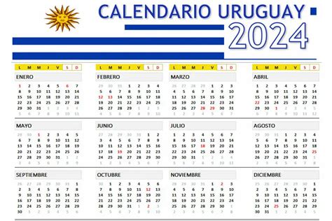 Calendario Con Feriados 2024 Uruguay Image To U