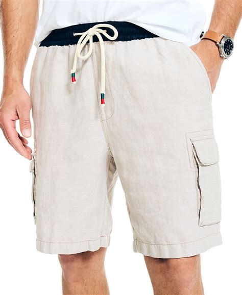 Nautica Mens Sustainably Crafted 85 Pull On Linen Blend Cargo Shorts Macys