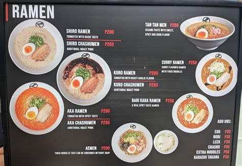 Carta Del Restaurante Ramen Kuroda Ayala Malls Circuit Makati