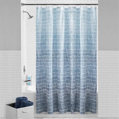 Mainstays Blue Geometric Polyester Shower Curtain 72 X 72