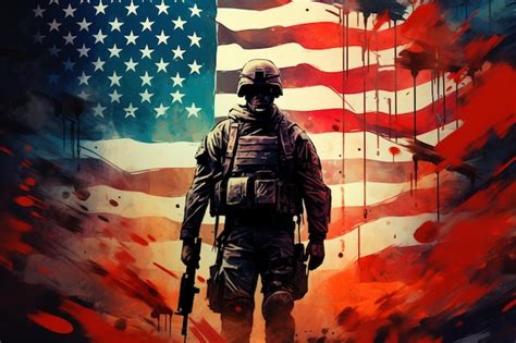 Premium AI Image | Illustration of military american soldier