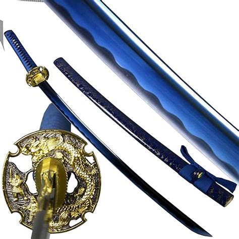 HERO SWORD Real Katana Handmade Blue Blade Japanese Samurai Sword Hand ...